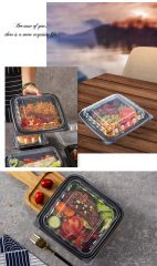 Custom wholesale disposable food box anti-fog  one-piece hinged sushi bento burger box Creative light food salad take-out container 1000ml