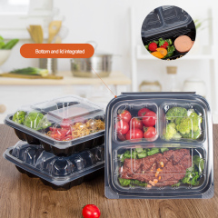 Custom wholesale disposable food box anti-fog 3 compartments lunch take out box Creative light food salad take-out container 1000ml with divided lid
