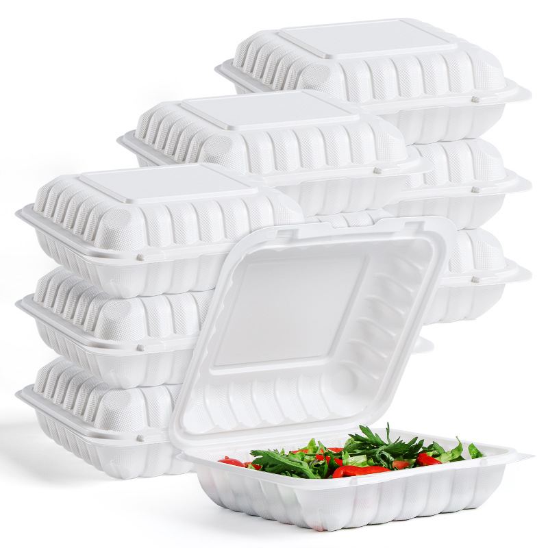 Custom wholesale disposable food box 1 compartments common one piece hinged container lunch take out box Creative light food salad take-out container 1400ml MFPP