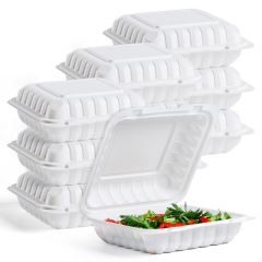Custom wholesale disposable food box 1 compartments common one piece hinged container lunch take out box Creative light food salad take-out container 1400ml MFPP