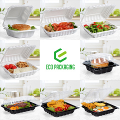Custom wholesale disposable food box 1 compartments common one piece hinged container lunch take out box Creative light food salad take-out container 1400ml MFPP