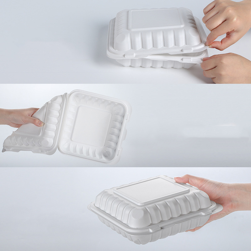 Custom wholesale disposable food box 1 compartments common one piece hinged container lunch take out box Creative light food salad take-out container 1400ml MFPP
