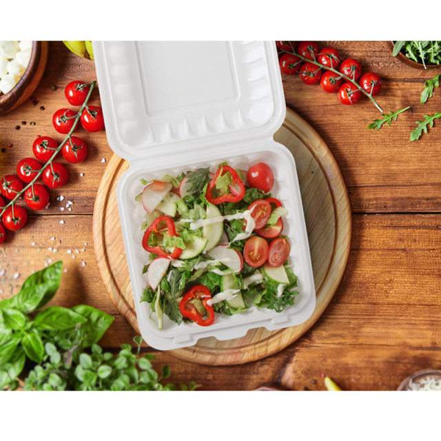 Custom wholesale disposable food box 1 compartments common one piece hinged container lunch take out box Creative light food salad take-out container 1400ml MFPP