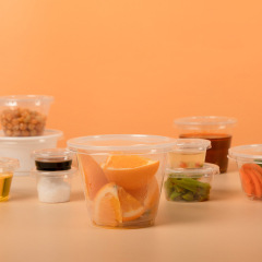 Wholesale Custom 270ml round shape plastic box transparent pp disposable plastic food containers with lid