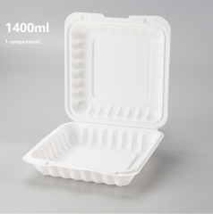 Custom wholesale disposable food box 1 compartments common one piece hinged container lunch take out box Creative light food salad take-out container 1400ml MFPP