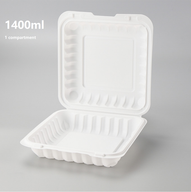 Custom wholesale disposable food box 1 compartments common one piece hinged container lunch take out box Creative light food salad take-out container 1400ml MFPP