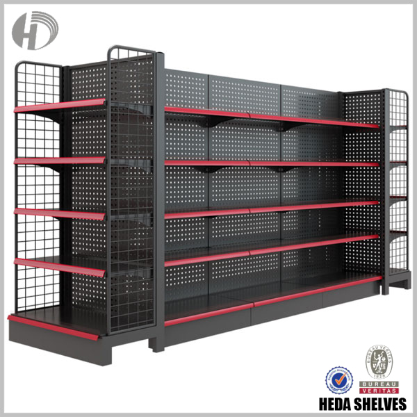 5 Layers Red&Black Pegboard Supermarket Shelves