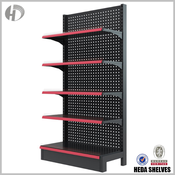 5 Layers Red&Black Pegboard Supermarket Shelves