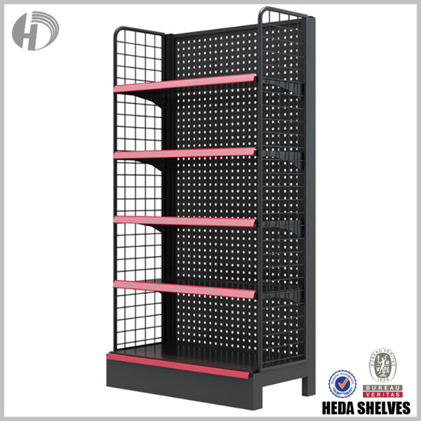 5 Layers Red&Black Pegboard Supermarket Shelves