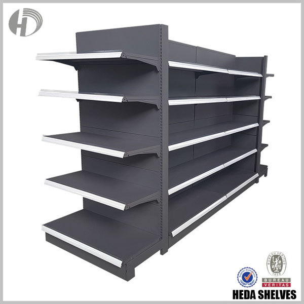 5 Tier Black Grocery Gondola Shelves