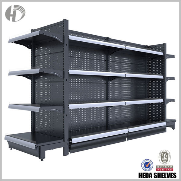 4 Layers Pegboard Panel Supermarket Shelves - Black