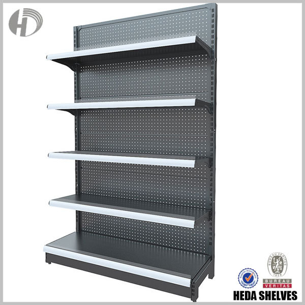 4 Layers Pegboard Panel Supermarket Shelves - Black