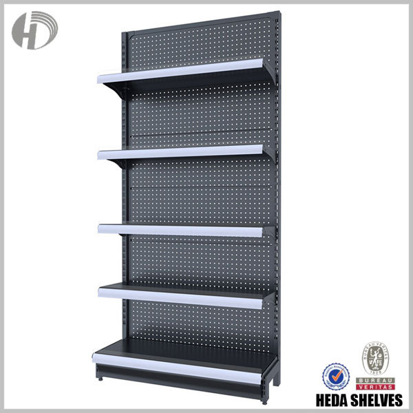 4 Layers Pegboard Panel Supermarket Shelves - Black