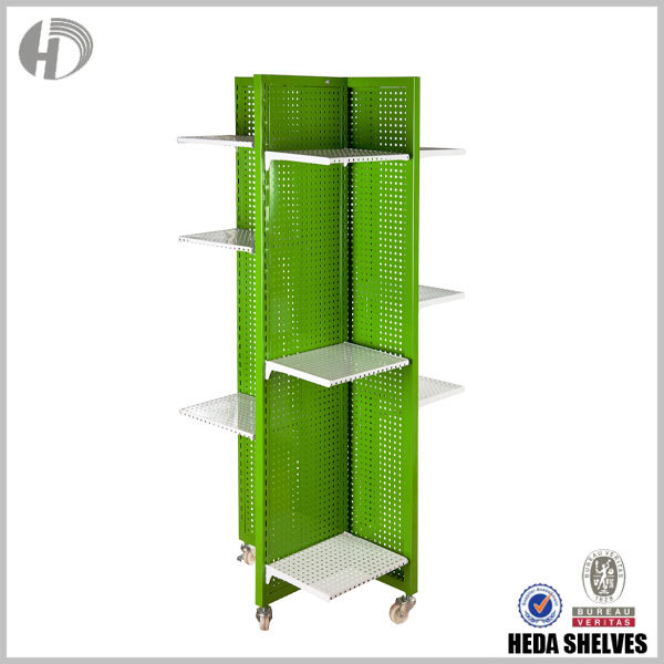 4-sided Steel Display Rack on Wheels for Retail Store