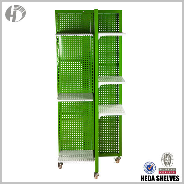 4-sided Steel Display Rack on Wheels for Retail Store