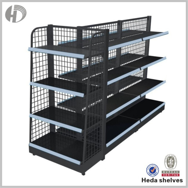 Wire Mesh Back Supermarket Gondola Shelves