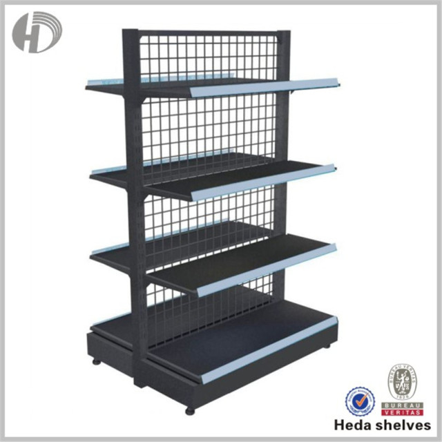 Wire Mesh Back Supermarket Gondola Shelves