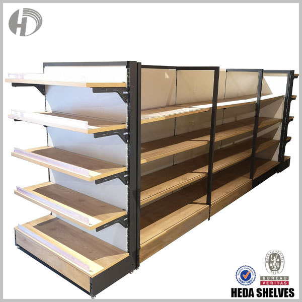 Custom Wooden Gondola Display Shelves For Retail Store