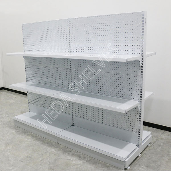 4 Layers Double Sided White Gondola Display Stand