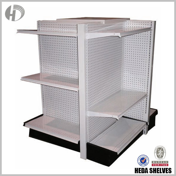 White Steel Gondola Shelving For Grocery Store