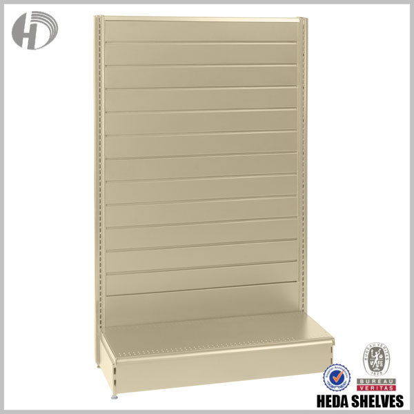 Single Sided Slatwall Metal Gondola Supermarket Shelving