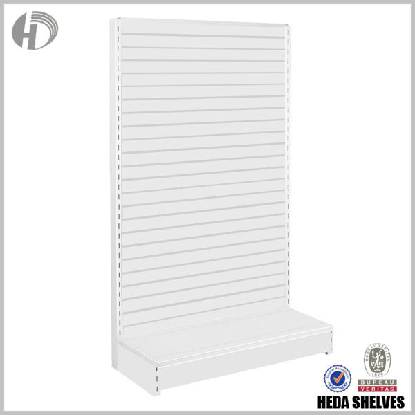 Single Sided Slatwall Metal Gondola Supermarket Shelving