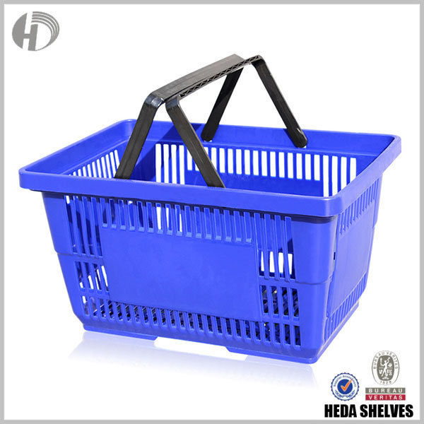 Plastic Supermarket Shopping Basket with Plastic Handles