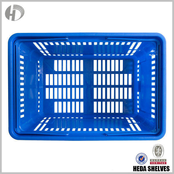 Plastic Supermarket Shopping Basket with Plastic Handles