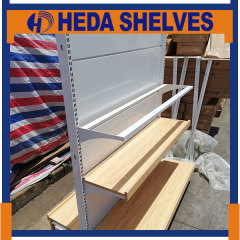 Supermarket Metal Gondola Shelves with Wooden Shelving