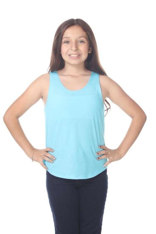 9016 Girls Curved Hem Tank Top