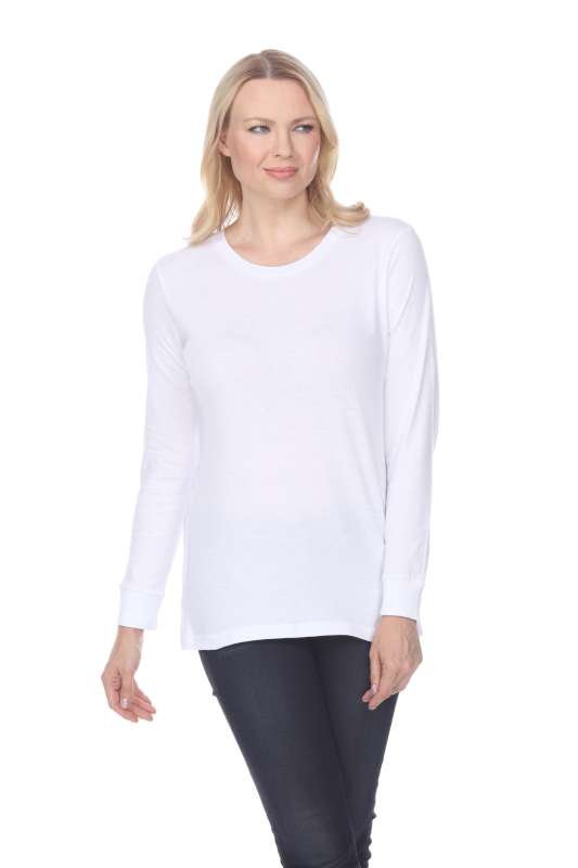 7110 Ladies Long Sleeve Crew Neck Tee with Side Vents