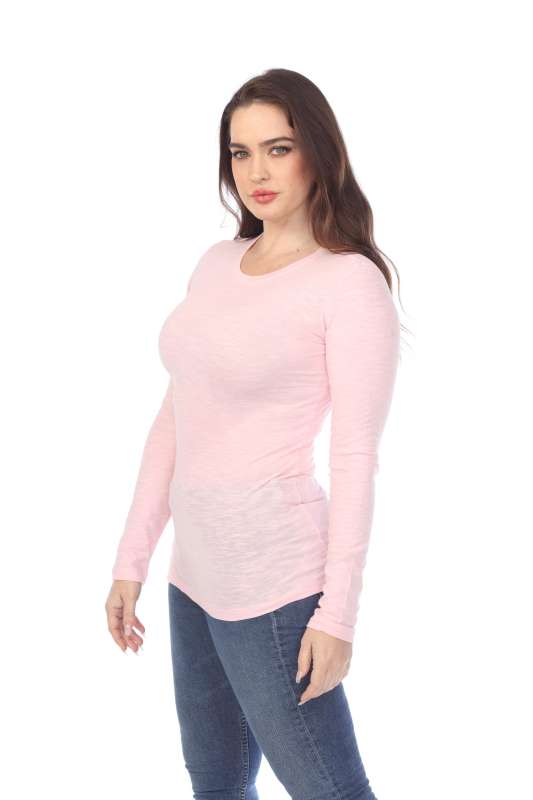 6150 Junior's Long Sleeve Cotton Slub Crewneck Tee