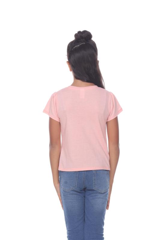 9015 Girl's Tied Short Sleeve Pocket Tee