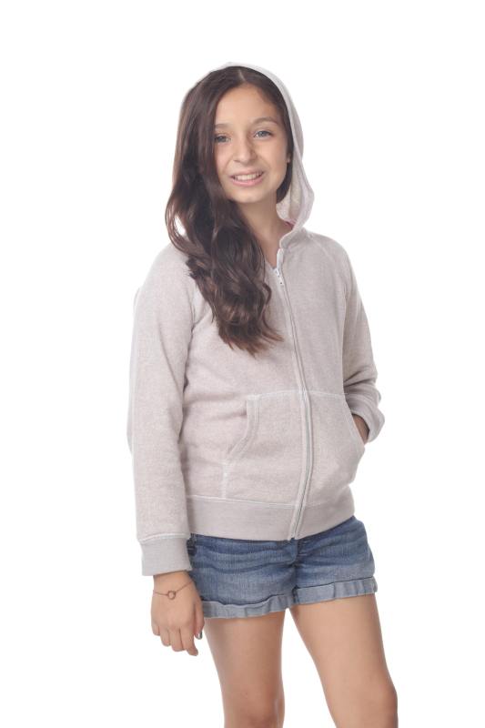 8902G Girls French Terry Llong Sleeve Zip Hoodie