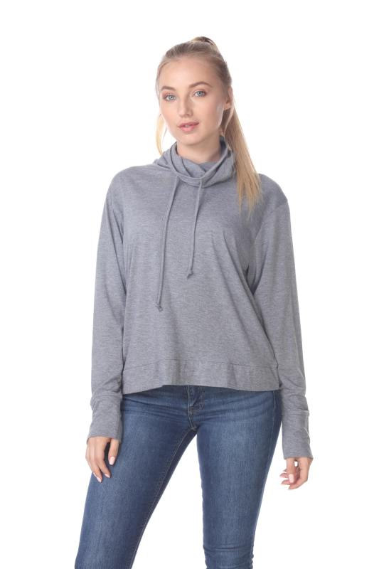 3217 Junior's Relaxed Mock Neck Long Sleeve Pullover