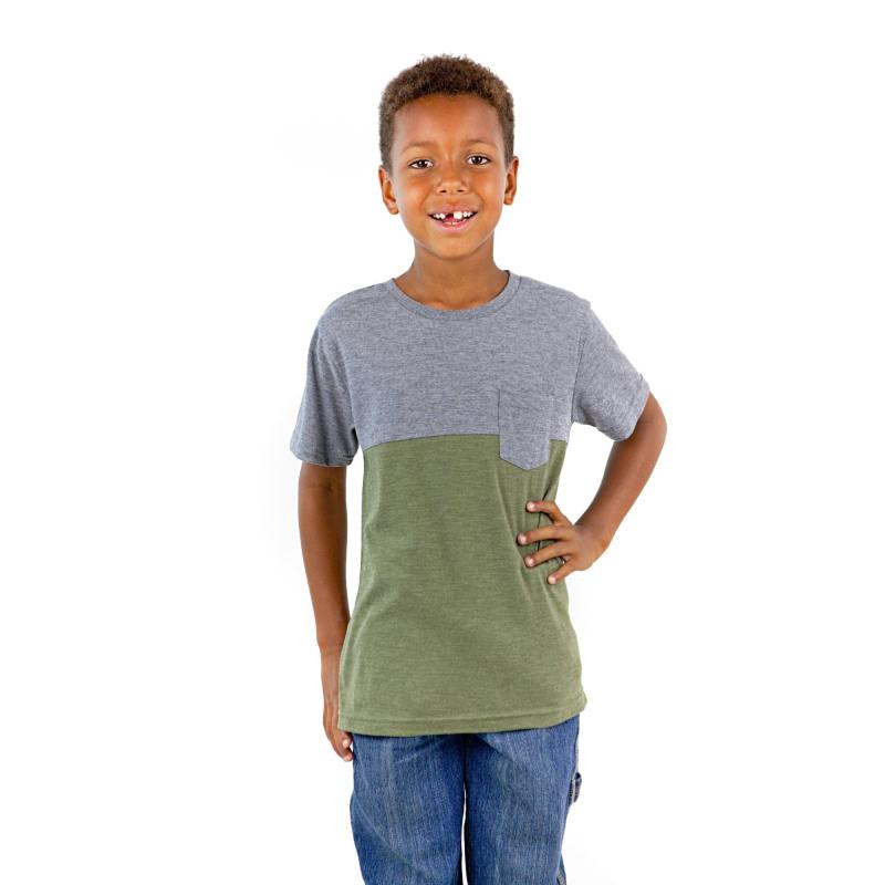 9604 Boy's Color Block Pocket Tee