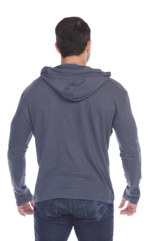 8705 Men's Long Sleeve Hooded Slub Pullover