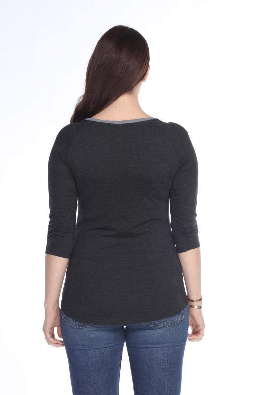 3204 Junior's Tri Blend Split V-Neck 3/4 Sleeve Raglan