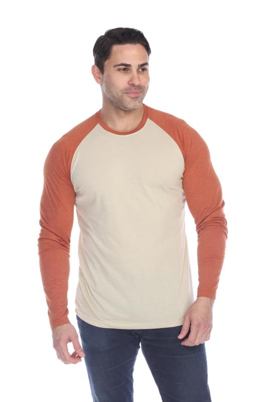 3701 Men's Long Sleeve CVC Blended Crew Neck Raglan