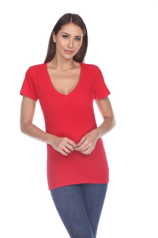 1003 Junior's Cap Sleeve Deep V Neck Tee