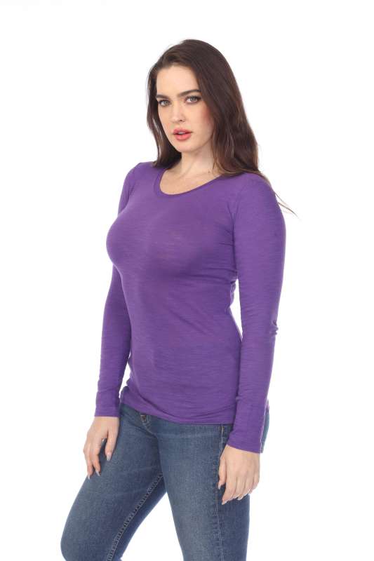 6150 Junior's Long Sleeve Cotton Slub Crewneck Tee