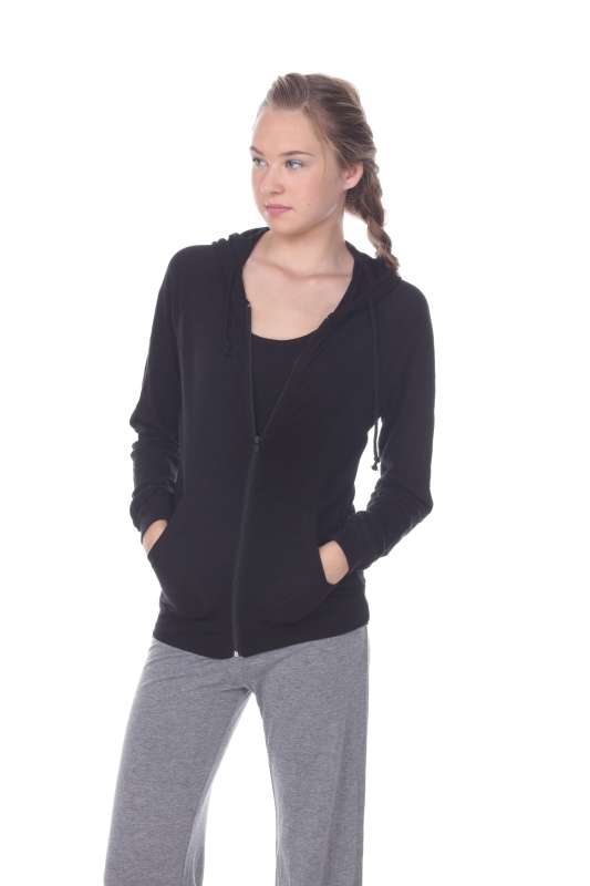 6152 Junior's Long Sleeve Cotton Slub Zip-Up Hoodie