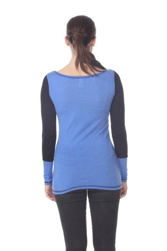 3101 Junior's Cotton Poly Blend Body with Black Thermal Long Sleeve Tee
