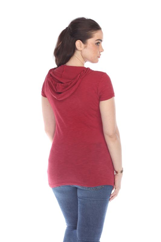 6051 Junior's Short Sleeve Cotton Slub Henley Hoodie