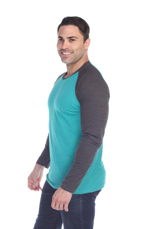 3701 Men's Long Sleeve CVC Blended Crew Neck Raglan