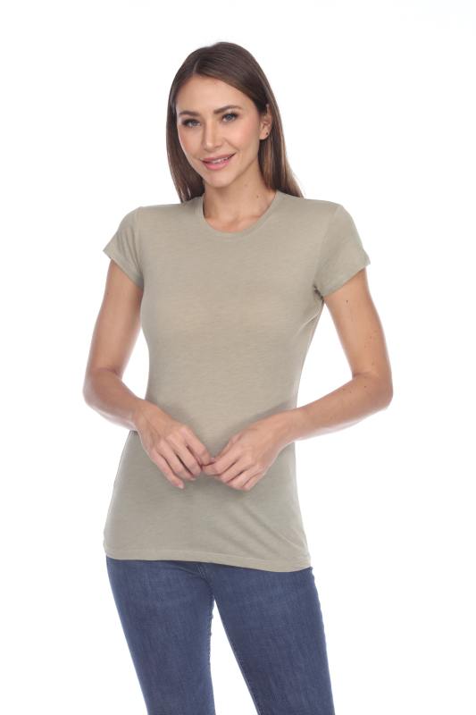 3000 Junior's Cap Sleeve CVC Blended Crew Neck Tee