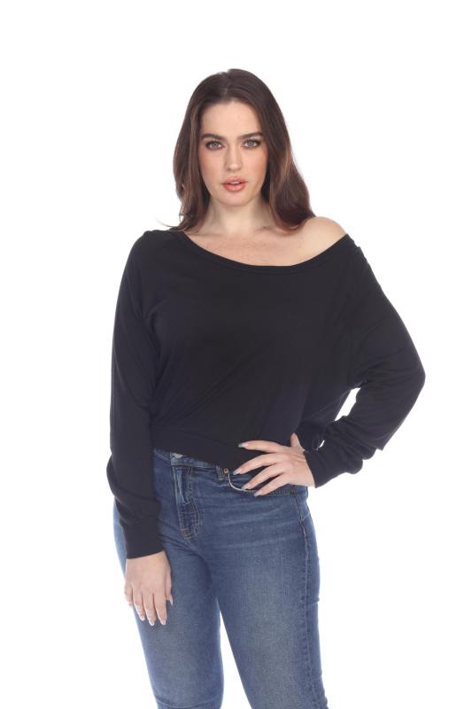 3904 Junior's Bamboo Blend Crop Long Sleeve Pullover