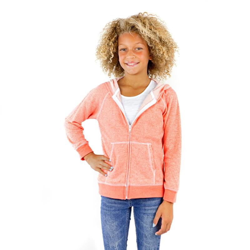8902G Girls French Terry Llong Sleeve Zip Hoodie