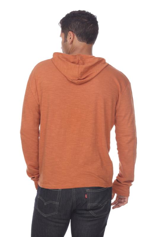 8705 Men's Long Sleeve Hooded Cotton Slub Pullover