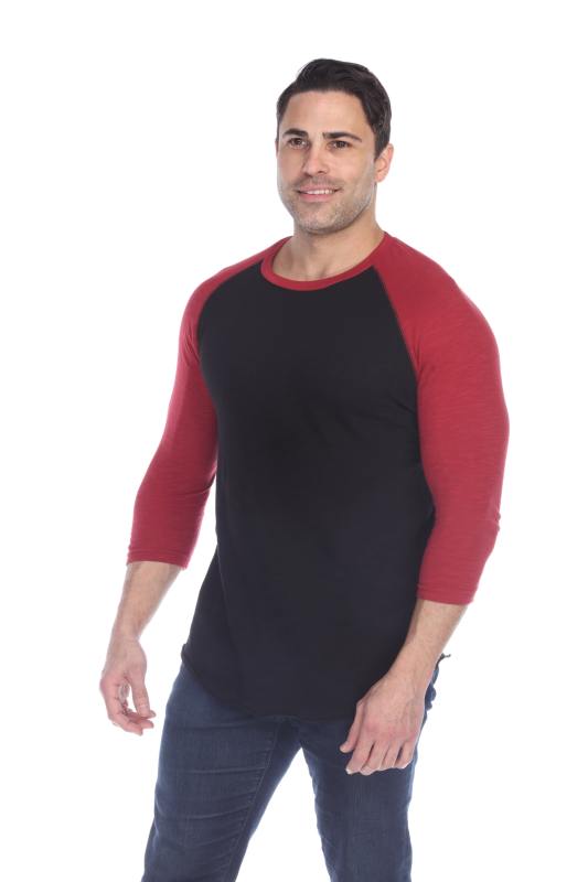 6570 Men's 3/4 Sleeve Cotton Slub Crewneck Raglan